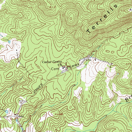 Topographic Map of Cedar Grove Church, NC