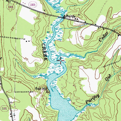 Topographic Map of Cedar Gut, NC
