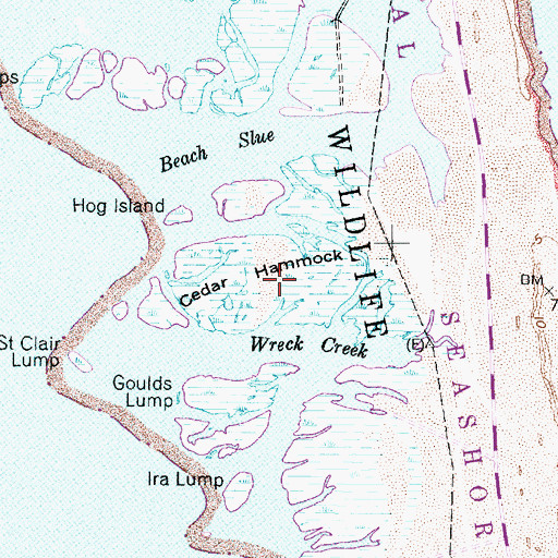 Topographic Map of Cedar Hammock, NC
