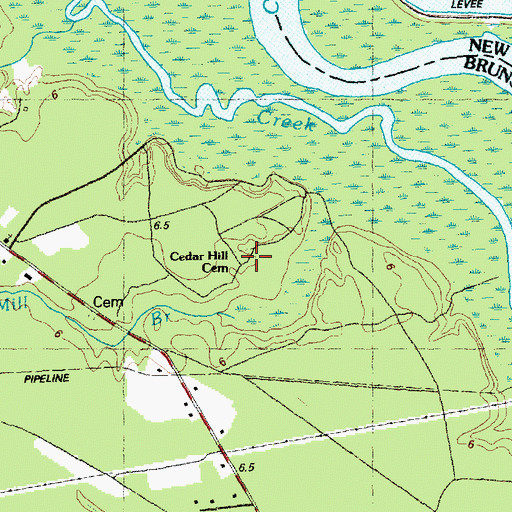 Topographic Map of Cedar Hill Cemetery, NC