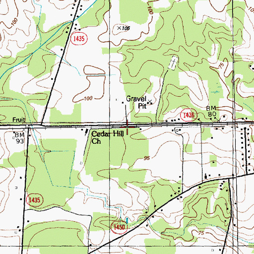 Topographic Map of Cedar Hill Church, NC