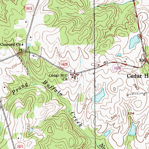 Topographic Map of Cedar Hill Church, NC