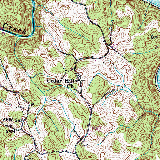 Topographic Map of Cedar Hill Church, NC
