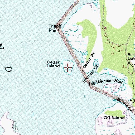 Topographic Map of Cedar Island, NC