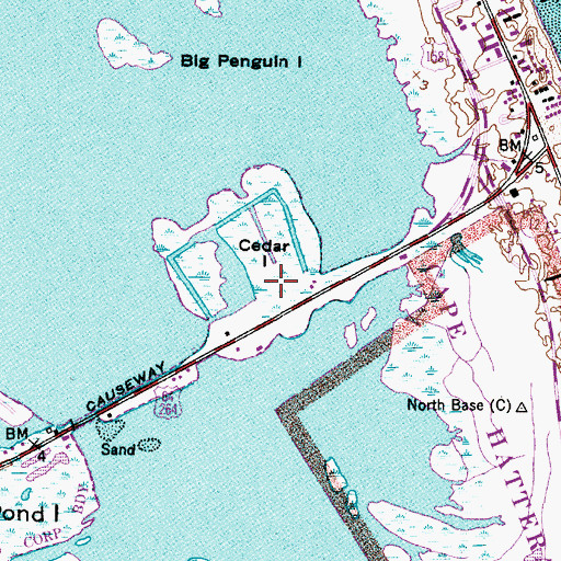 Topographic Map of Cedar Island, NC
