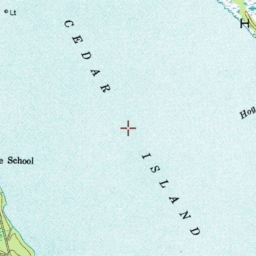 Topographic Map of Cedar Island Bay, NC