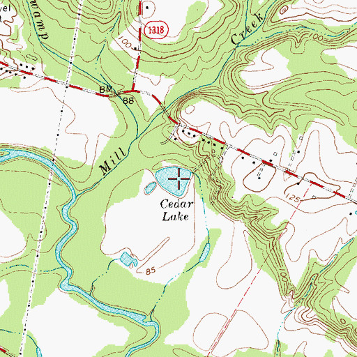 Topographic Map of Cedar Lake, NC