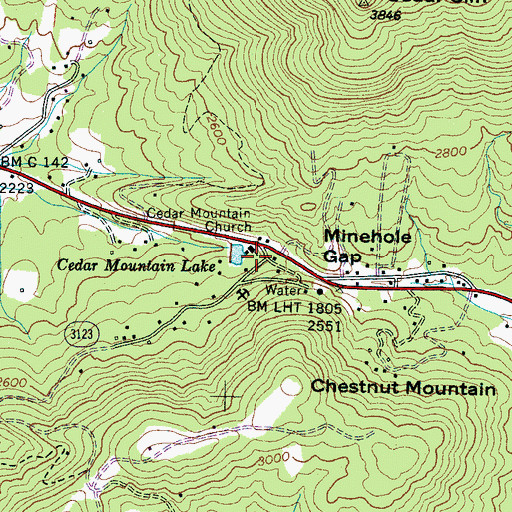 Topographic Map of Cedar Mountain Church, NC