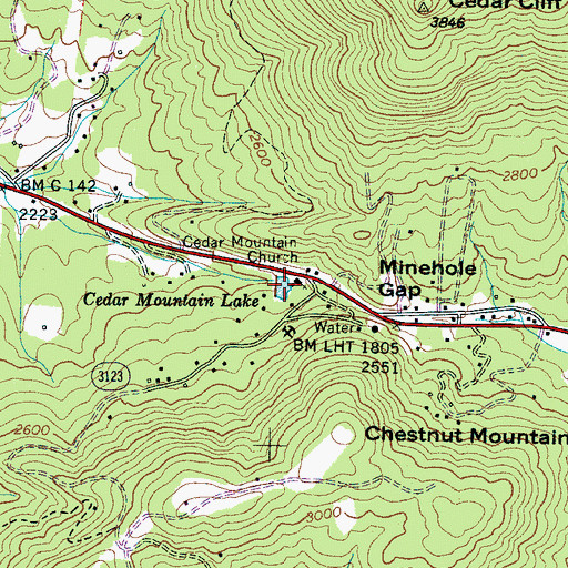 Topographic Map of Cedar Mountain Lake, NC