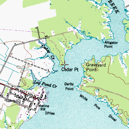 Topographic Map of Cedar Point, NC