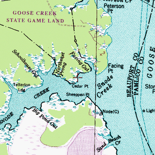 Topographic Map of Cedar Point, NC