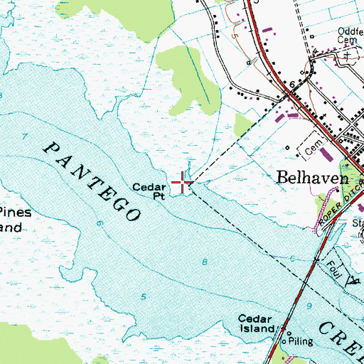 Topographic Map of Cedar Point, NC