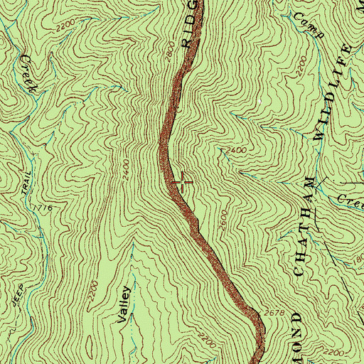 Topographic Map of Cedar Ridge, NC