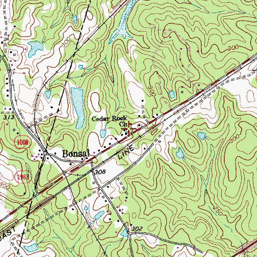 Topographic Map of Cedar Rock Church, NC