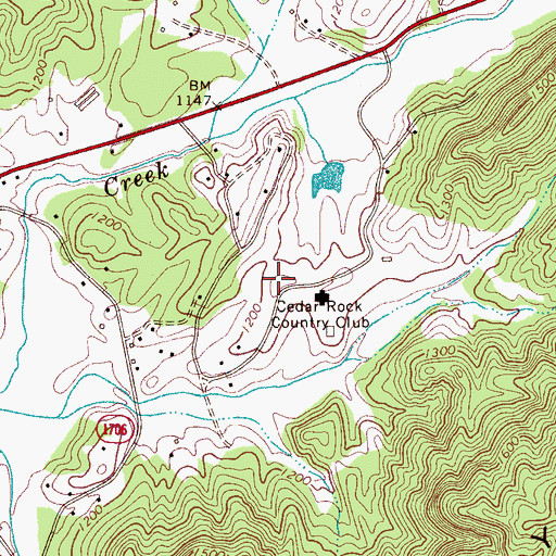 Topographic Map of Cedar Rock Country Club, NC