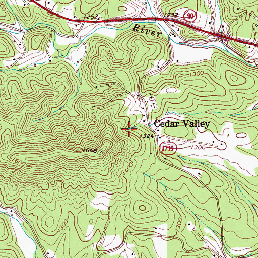 Topographic Map of Cedar Valley, NC