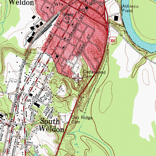 Topographic Map of Cedarwood Cemetery, NC