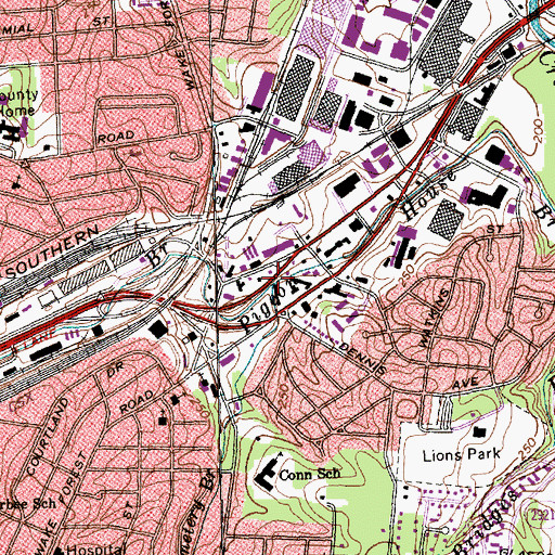 Topographic Map of Cemetery Branch, NC