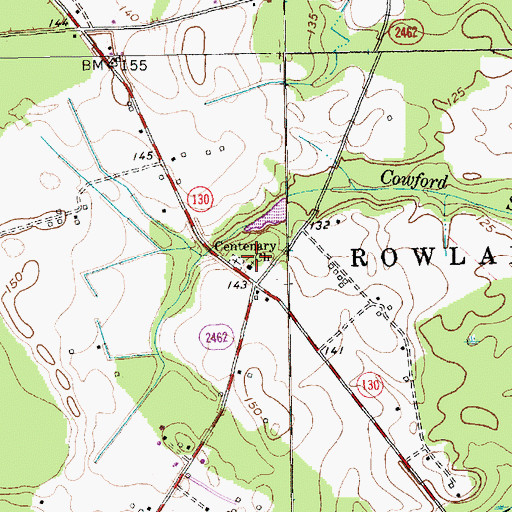 Topographic Map of Centenary Church, NC