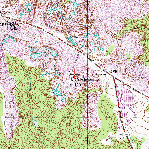Topographic Map of Centenary Church, NC