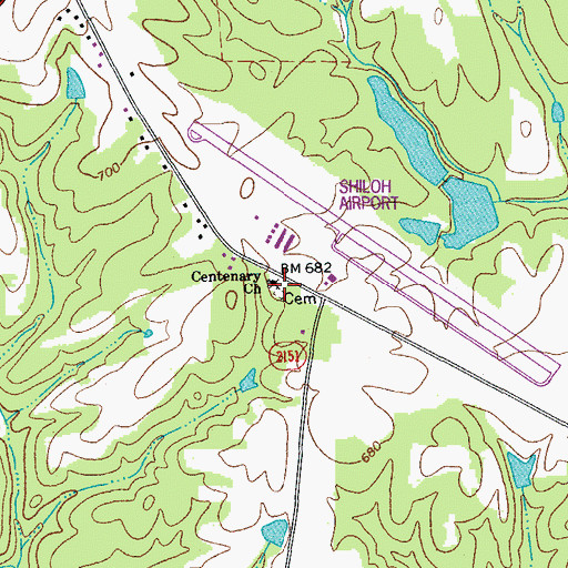 Topographic Map of Centenary Methodist Church, NC