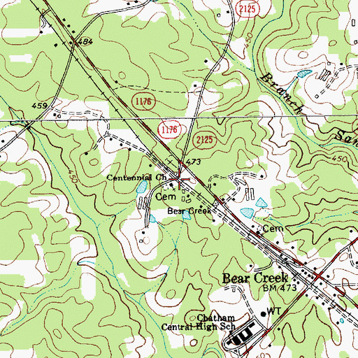 Topographic Map of Centennial Church, NC