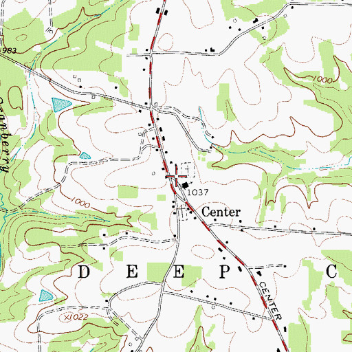 Topographic Map of Center, NC