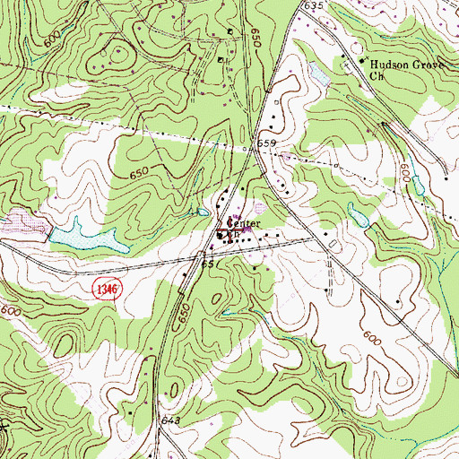 Topographic Map of Center Church, NC