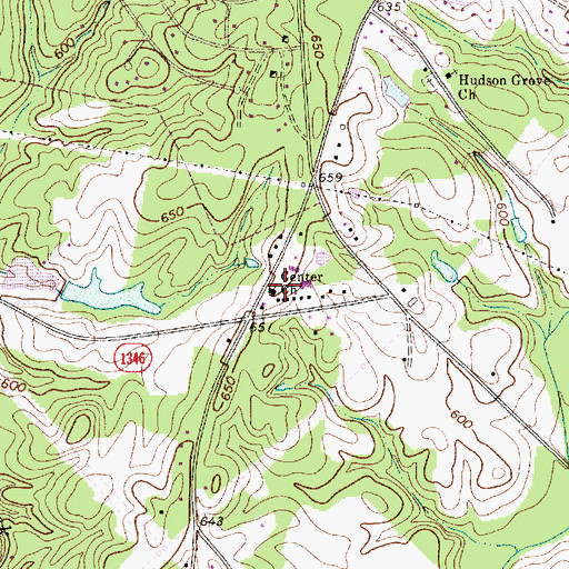 Topographic Map of Center Church, NC