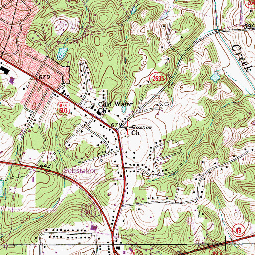 Topographic Map of Center Church, NC