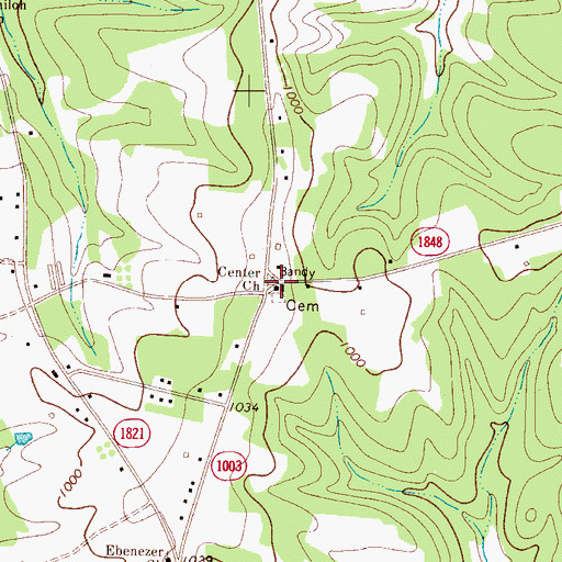 Topographic Map of Center Church, NC