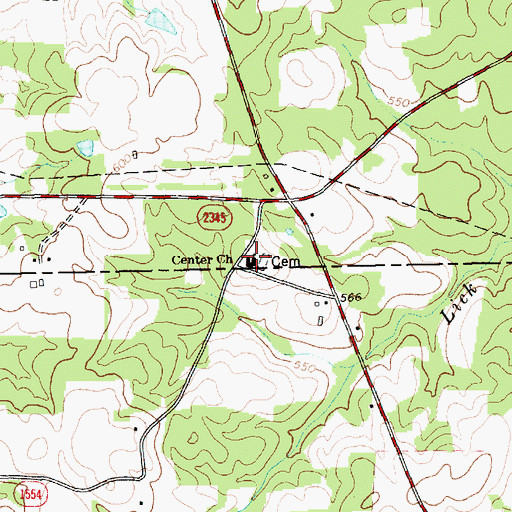 Topographic Map of Center Church, NC
