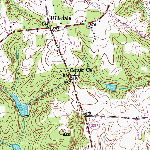 Topographic Map of Center Church, NC