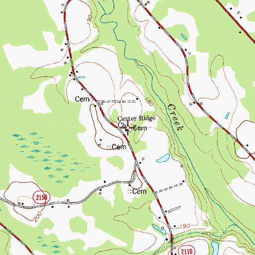 Topographic Map of Center Ridge Church, NC