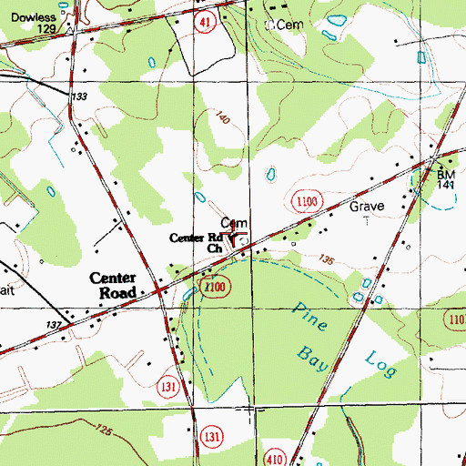 Topographic Map of Center Road Church, NC