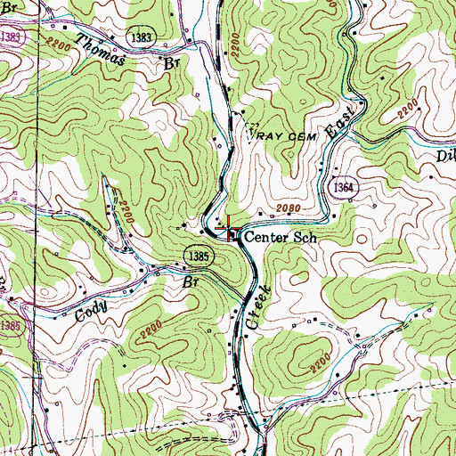 Topographic Map of Center School, NC