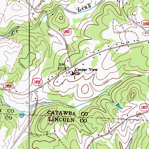 Topographic Map of Center View Church, NC