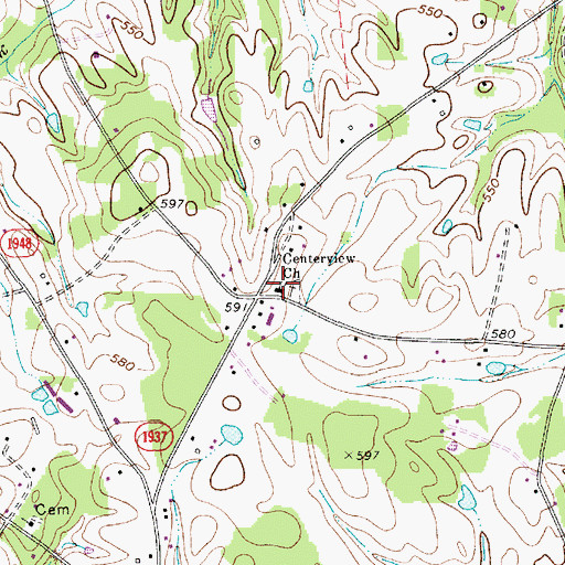 Topographic Map of Centerview Church, NC