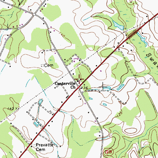 Topographic Map of Centerville Church, NC