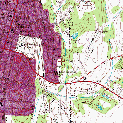 Topographic Map of Central Cemetery, NC