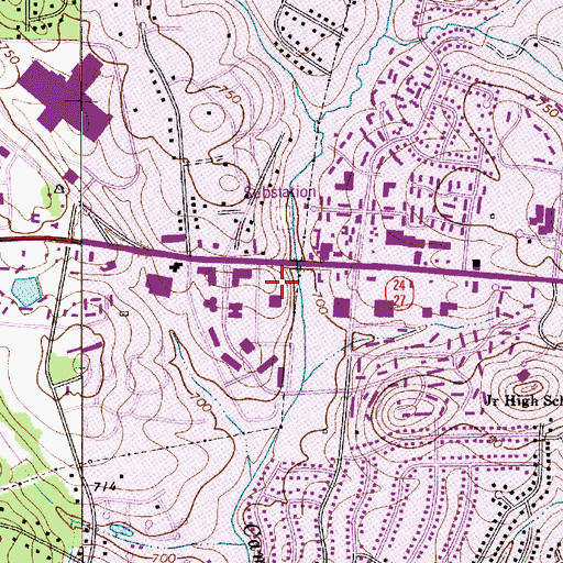 Topographic Map of Central Church, NC