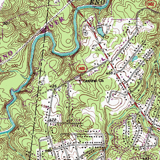 Topographic Map of Central Church, NC