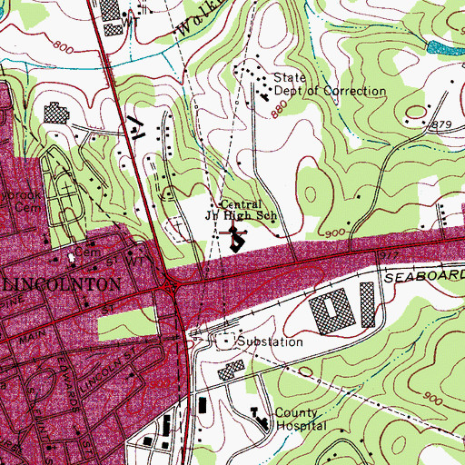Topographic Map of Central Junior High School, NC