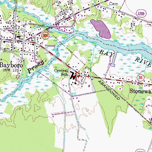 Topographic Map of Central School, NC