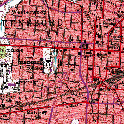 Topographic Map of Central School, NC