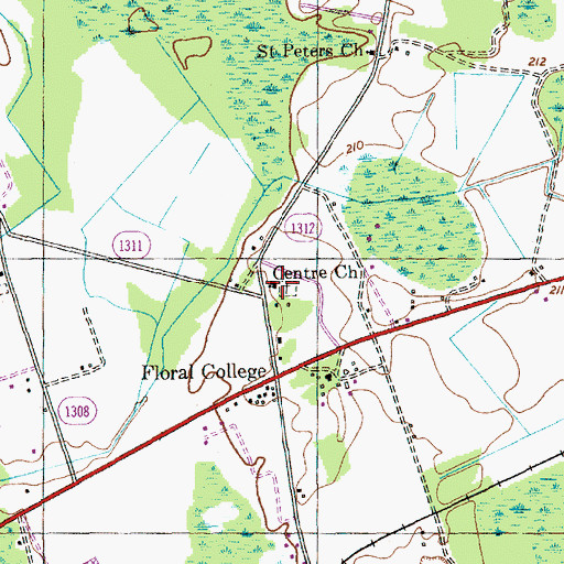 Topographic Map of Centre Church, NC