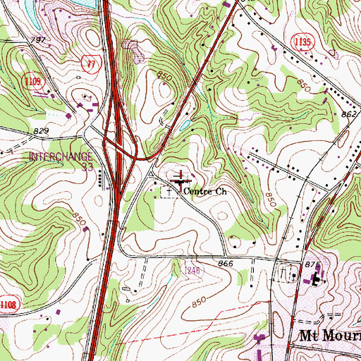 Topographic Map of Centre Church, NC