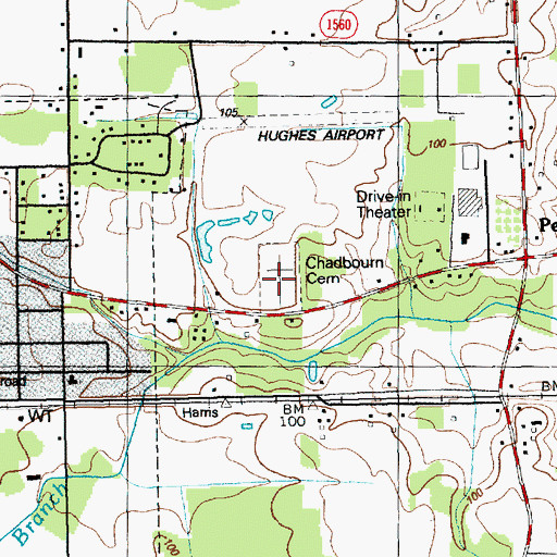 Topographic Map of Chadbourn Cemetery, NC