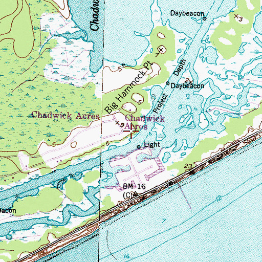 Topographic Map of Chadwick Acres, NC