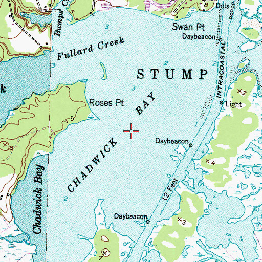 Topographic Map of Chadwick Bay, NC